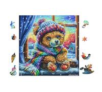 Puzzle De 100 Piezas para Adultos Teddy Oso in Sweater by Window 28x28cm Regalo del Día De La Madre para Mamá Hobby Relajante Divertido Tiempo Libre Decoración del Hogar