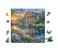 Puzzle De 100 Piezas para Adultos Templo Antiguo en el Lago 28x28cm Puzzle De Arteterapia Ideal para Salud Mental Alivio del Estrés Regulación Emocional Regalo Divertida