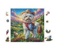 Puzzle De 100 Piezas para Adultos Terrier Cachorro with Cowboy Hat 28x28cm Regalo del Día De La Madre para Mamá Hobby Relajante Divertido Tiempo Libre Decoración del Hogar