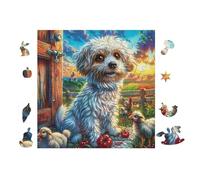 Puzzle De 100 Piezas para Adultos Terrier Cachorro with Duck 28x28cm Actividad En Interiores Vacaciones De Invierno Días Fríos Tiempo En Familia Hobby