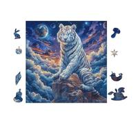 Puzzle De 100 Piezas para Adultos Tigre Blanco en el Bosque de montaña 28x28cm Cochetón Grueso Resistente Impresión HD Alivio del Estrés Ideal para Hobby Ocio En Casa Noches