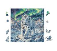 Puzzle De 100 Piezas para Adultos Tigre Blanco en el Bosque de montaña 28x28cm Ideal para Actividades En Interiores Días De Lluvia Fines De SeHombrea Tiempo En