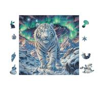 Puzzle De 100 Piezas para Adultos Tigre Blanco en el Bosque de montaña 28x28cm Ideal para Actividades En Interiores Días De Lluvia Fines De SeHombrea Tiempo En