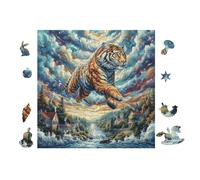 Puzzle De 100 Piezas para Adultos Tigre in Bosque de montaña 28x28cm Actividad En Interiores Vacaciones De Invierno Días Fríos Tiempo En Familia Hobby