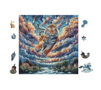 Puzzle De 100 Piezas para Adultos Tigre in Bosque de montaña 28x28cm Nivel Intermedio para Mejora De Habilidades Ideal para Entrenamiento De Pensamiento Lógico