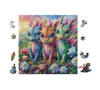 Puzzle De 100 Piezas para Adultos Trío de Dragónes 28x28cm Ecológico Seguro No Tóxico Uso Familiar Apto para Todas Las Edades RegaloDivertida