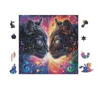 Puzzle De 100 Piezas para Adultos Two Pantera Negras with Glowing Eyes 28x28cm Puzzle Coleccionable para Aficionados Duradero Impresión Vibrante No Desvanecible