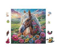 Puzzle De 100 Piezas para Adultos Unicornio en el Prado de Flores 28x28cm Cartón Grueso Resistente Impresión HD Alivio del Estrés Ideal para Hobby Ocio En Casa Noches