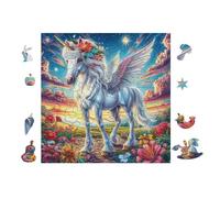 Puzzle De 100 Piezas para Adultos Unicornioio with Arcoíris Hombree 28x28cm Corte De Precisión Ajuste Rebabas Vínculo Padres-Hijos Juego Interactivo