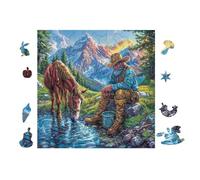 Puzzle De 100 Piezas para Adultos Vaquero y Caballo 28x28cm Puzzle De Alivio del Estrés para Empleados De Oficina Ideal para Relajación Después del Trabajo Hobby
