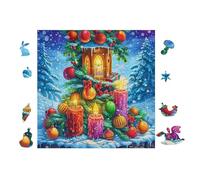 Puzzle De 100 Piezas para Adultos Vela de Navidads with Gifts 28x28cm Decoración De Pared Enmarcable Detalles HD Claros Sin Polvo Experiencia De Montaje Fluida Egalo