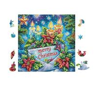 Puzzle De 100 Piezas para Adultos Vela de Navidads with Greeting Coched 28x28cm Apto para Toda La Familia Ideal para Reuniones Fiestas Encuentros De Amigos Actividad De Grupo