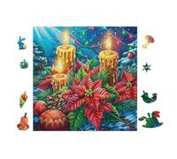 Puzzle De 100 Piezas para Adultos Velas de Navidad con Flor de Pascua 28x28cm Puzzle De Arteterapia Ideal para Salud Mental Alivio del Estrés Regulación Emocional Regalo Divertida