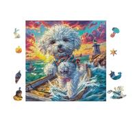 Puzzle De 100 Piezas para Adultos Westie Cachorro 28x28cm Corte De Precisión Ajuste Rebabas Vínculo Padres-Hijos Juego Interactivo