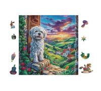 Puzzle De 100 Piezas para Adultos Westie Cachorro in Cabaña Doorway 28x28cm Idea De Regalo De Mudanza Decoración De Pared Elegante para Casa Nueva Montaje Fácil Regalo