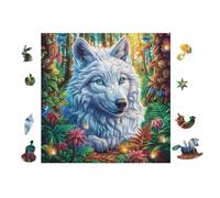 Puzzle De 100 Piezas para Adultos White Lobo Bosque de montaña 28x28cm Puzzle Profesional para Aficionados Ajuste Rebabas Juegos EduGatoivos