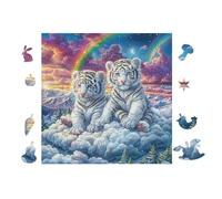 Puzzle De 100 Piezas para Adultos White Tigres 28x28cm Puzzle Coleccionable para Aficionados Duradero Impresión Vibrante No Desvanecible
