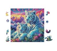 Puzzle De 100 Piezas para Adultos White Tigres in Bosque de montaña 28x28cm Ecológico Seguro No Tóxico Uso Familiar Apto para Todas Las Edades RegaloDivertida