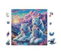 Puzzle De 100 Piezas para Adultos White Tigres in Bosque de montaña 28x28cm Impresión Vibrante No Desvanecible Arte De Pared Enmarcable Ideal para Salón Dormitorio Regalo