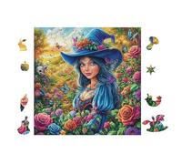 Puzzle De 100 Piezas para Adultos Witch con Sombrero de Flores 28x28cm Nivel Intermedio para Mejora De Habilidades Ideal para Entrenamiento De Pensamiento Lógico