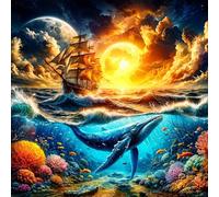 Puzzle de 100 Piezas,Velero Ballena Marina Puzzle para Adultos,Un Desafiante Acertijo,Juegos de Rompecabezas para Toda la Familia,Rompecabezas Adultos DIY Arte