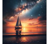 Puzzle de 100 Piezas,Velero en el mar con Cielo Estrellado Puzzle para Adultos,Un Desafiante Acertijo,Juegos de Rompecabezas para Toda la Familia,Rompecabezas Adultos DIY Arte