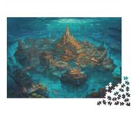 Puzzle De 1000 Piezas Atlantis, Cartón Resistente, La legendaria Ciudad perdida de la Atlántida bajo el mar Actividad Relajante En Casa, Regalo, 52x38cm/1000pcs