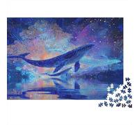 Puzzle De 1000 Piezas Blue Ballena para Adultos, Cartulina Premium Y Cartón Resistente, A Majestic Blue Ballena in A Dreamlike Ocean World Entrenamiento Mental En Casa, 52x38cm/1000pcs