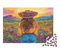 Puzzle de 1000 Piezas Chica Campestre de Papel para Adultos Puzzle Ecológico Campo de Flores Educativo Relajante 52x38cm/1000pcs