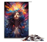 Puzzle de 1000 piezas, colorido, pintura psicodélica, puzle de diosas para adultos, rompecabezas de madera, grandes regalos para Navidad, 75 x 50 cm