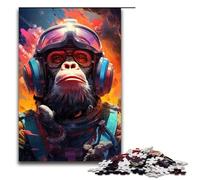 Puzzle de 1000 piezas colorido psicodélico orangután para adultos, puzzle de madera, juegos familiares, 75 x 50 cm