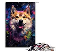 Puzzle de 1000 piezas colorido psicodélico Shiba Inu para adultos, rompecabezas de madera, juegos familiares de 75 x 50 cm