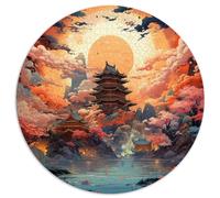 Puzzle de 1000 piezas, colorido y creativo, rompecabezas redondo estilo antiguo Japón, adecuado para niños a partir de 12 años, rompecabezas de cartón, rompecabezas de decoración del hogar, tamaño: