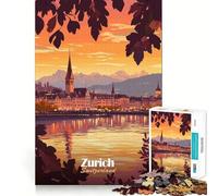 Puzzle de 1000 Piezas con Paisaje Urbano de Zúrich al Atardecer para Adolescentes Juego de ingenio y Desarrollo Mental Corte láser para un Ajuste Actividad Relajante para Grupos en Interiores