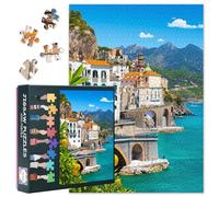Puzzle de 1000 piezas, costa de Amalfi Italia, bosques de limoneros soleados y panorama mediterráneo para terapia natural y decoración costera, puzle premium para adultos con arte paisajístico