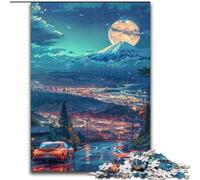 Puzzle de 1000 Piezas de Coches bajo el Cielo Nocturno de Madera, Rompecabezas de Alta dificultad para Adolescentes, 50x75cm, un Regalo Ideal para Navidad o cumpleaños