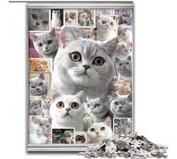 Puzzle de 1000 Piezas de Gato británico de Pelo Corto para Adultos y Adolescentes Juego desafiante para Disfrutar en Familia con póster y Hoja de Trivia (tamaño 50x75cm)