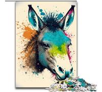 Puzzle de 1000 Piezas de Madera con Cabeza de Burro de Colores, Rompecabezas de Alta dificultad para Adolescentes, 50x75cm, un Regalo Ideal para Navidad o cumpleaños