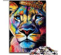 Puzzle de 1000 Piezas de Madera con Cara de Leona de Colores, Rompecabezas de Alta dificultad para Adolescentes, 50x75cm, un Regalo Ideal para Navidad o cumpleaños
