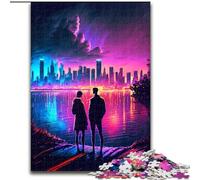 Puzzle de 1000 Piezas de Madera con Paisaje de Lago y Pareja, Rompecabezas de Alta dificultad para Adolescentes, 50x75cm, un Regalo Ideal para Navidad o cumpleaños