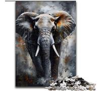 Puzzle de 1000 Piezas de Madera con Retrato de Elefante al óleo, Rompecabezas de Alta dificultad para Adolescentes, 50x75cm, un Regalo Ideal para Navidad o cumpleaños