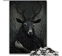 Puzzle de 1000 Piezas de Madera de Ciervos, Dios Nocturno, Rompecabezas de Alta dificultad para Adolescentes, 50x75cm, un Regalo Ideal para Navidad o cumpleaños