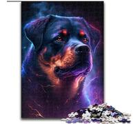 Puzzle de 1000 Piezas de Madera de Rottweiler de Colores, Rompecabezas de Alta dificultad para Adolescentes, 50x75cm, un Regalo Ideal para Navidad o cumpleaños