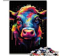 Puzzle de 1000 Piezas de Madera de Vaca de Colores, Rompecabezas de Alta dificultad para Adolescentes, 50x75cm, un Regalo Ideal para Navidad o cumpleaños