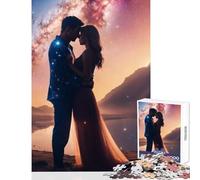 Puzzle de 1000 Piezas de Pareja abrazándose bajo un Cielo Estrellado Juguete antiestrés Regalo de cumpleaños Juego Educativo con Piezas aleatorias Que se entrelazan Tamaño 38x52cm