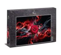Puzzle de 1000 piezas de rosas brasas - Rosa roja en el centro de humo y trayectorias de luz - Sensual motivo artístico para romance y elegancia - Regalo para adultos - Calidad fabricado en Alemania
