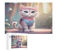 Puzzle de 1000 piezas, diseño de gato de madera, desafiante juego de habilidad para toda la familia, niños a partir de 12 años (75 x 50 cm)