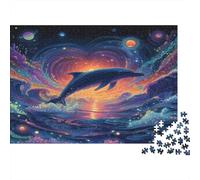 Puzzle De 1000 Piezas Dolphin para Adultos, Cartulina Premium Y Cartón Resistente, Un delfín mágico Nadando por un océano cósmico Entrenamiento Mental En Casa, 52x38cm/1000pcs
