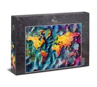Puzzle de 1000 piezas "Earth in Motion" - Representación artística del mapa del mundo con estructuras onduladas - Diseño global moderno - Puzzle de calidad fabricado en Alemania