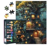Puzzle de 1000 piezas - Enchanted Fantasy Tree House Art 70 x 50 cm Difficult 1000 piezas Puzzle para adultos Magical Regalo para Familia Hombres Mujeres